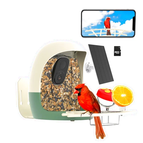 VKfoy Smart Bird Feeder Camera Solar Powered, Bird Watching Camera, AI Identify Bird Species, 2K HD Live View and Istant Notification, Ideal Gift for Bird Lover