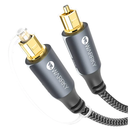 Warrky Optical Audio Cable, 3.3ft Optical Cable [Braided, Slim Metal Case, Gold Plated Plug] Digital Audio Fiber Optic Cable Toslink, Compatible with Sound Bar, TV, Samsung, Vizio, Bose, LG, Sony