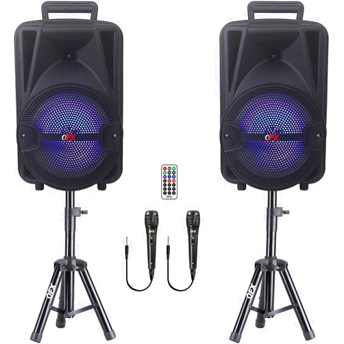 QFX PBX-800TWS 8-Inch TWS Bluetooth Stereo PA System with 2 8