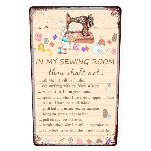 Generic Tin Sign Vintage Chic Art Decoration Poster in My Sewing Room for Home Bar Cafe Farm Store Garage or Club 12