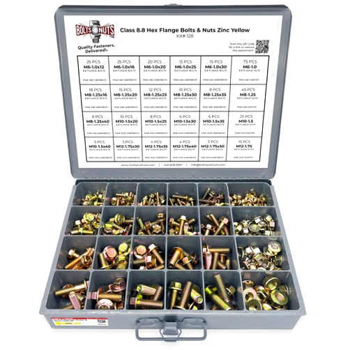 BoltsandNuts.com Metric Class 8.8 Hex Cap Flange Frame Bolts & Flange Nuts Assortment Kit - 383 Pieces!