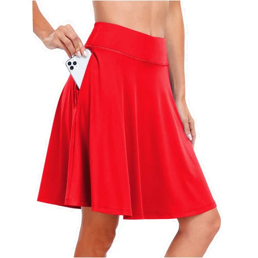 ANRABESS Knee Length Skorts Skirts for Women 2024 Summer High Waisted Golf Tennis Skirt Casual Travel Built-in Shorts Clothes