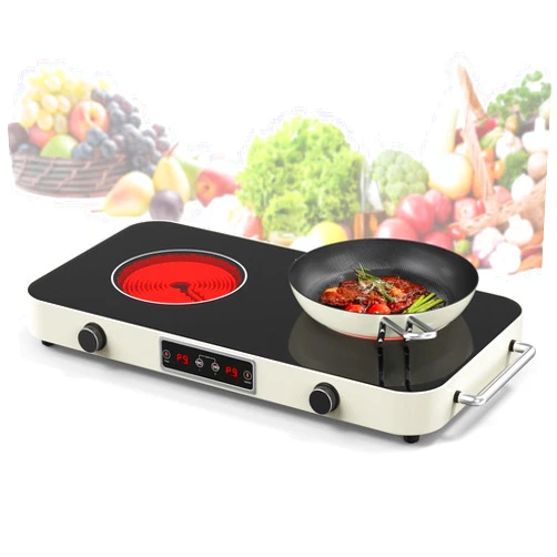 GIHETKUT Electric Cooktop, 2200W 110V Electric burner, Electric Stove Top with 2 Handle, 2 Burner Electric Cooktop with 9 Power Settings,Knob Control Child Safety Lock & Timer.