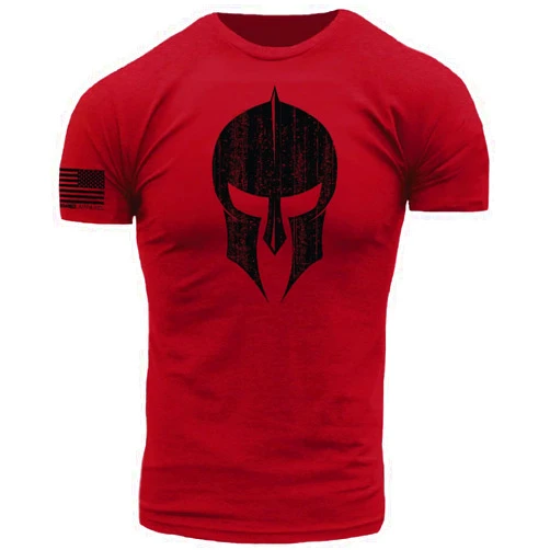 Downrange Apparel Spartan Hoplite Warrior Battle Helmet Premium Performance Blend Athletic Fit T-Shirt