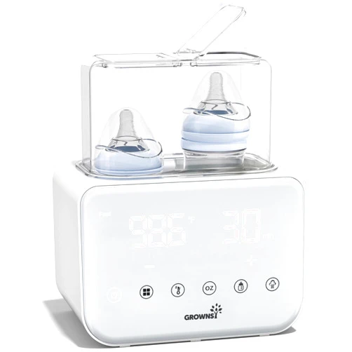 GROWNSY Baby Bottle Warmer, Grownsy 10-in-1 Fast Bottle Warmer Accurate Temp Control, with LCD Display, Timer, Defrost, Sterili-zing, Keep 24H, Double Bottle Warmer for Breastmilk& Formula, Heat Baby Food