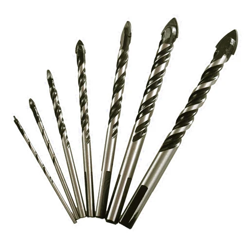Tiplusta Masonry Drill Bit Set (7PCS) for Glass/Brick/Plastic/Cement/Wood/Tile/Etc, 1/8 to 1/2 Inch Drilling Bits with Triangle Handle, Industrial Strength Carbide Drill Bit Tip