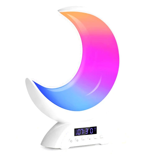 BRNEWO Kids Alarm Clock, Touch Night Light Dimmable Moon Light, RGB Color Change Light for Scene Mode & Music Mode, Bluetooth Speaker, for Girls/Boys/Adults, Christmas Gifts