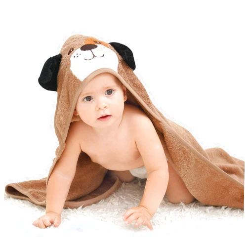 Touchat Hooded Baby Towels, Soft and Hypoallergenic Baby Bath Towels with Hood for Toddler Infant Newborn, Large and Absorbent Toddler Towels for Baby Boy Girl (Puppy, 35.1''x35.1'')