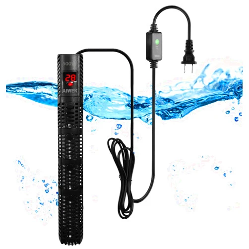 AIWEK Aquarium Heater 50W 100W 300W 500W Upgraded Fish Tank Heater with Leaving Water Automatically Stop Heating and Advanced Temperature Control System (500W)