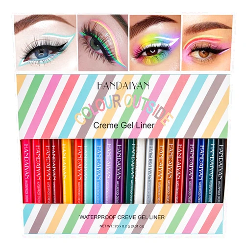 Hotiary 20 Colors/Set Eyeliner Pen Set, Eye Shadow Pencil, Eyeliner Kit Eyeliner Pencil Eyeliner Gel for Women Eye Lip Liner Professional Waterproof Eye Makeup Set Colorful Eyeliner Eye Color