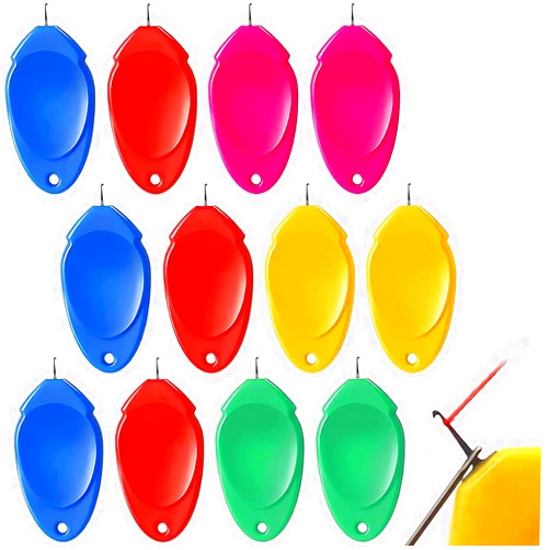 TOOVREN Needle Threader for Hand Sewing 12 Pcs Plastic Wire Hook Simple Threader for Needles Small Eye Needle Threader for Sewing Machine Needle Threader Tool for Sewing Crafting