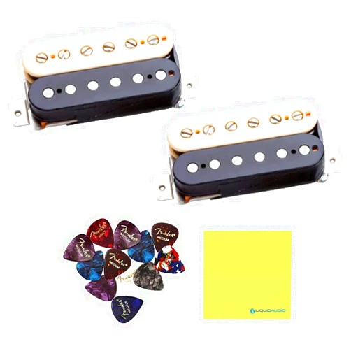 Liquid Audio Seymour Duncan APH-2s Alnico II Pro Slash Set Humbucker Pickups Bundle Zebra/Reverse Zebra, w/ 12 Guitar Picks and Liquid Audio Polishing Cloth - 11104-08-ZRZ