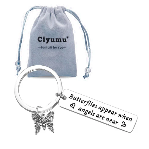 Ciyumu Butterfly Memorial Keychain Butterfly Gift Sympathy Gifts Butterflies Appear When Angels are Near Keychain Gift for Loss of a Loved 1 Remembrance Gift Bereavement Jewelry Gift For Loss of Infant