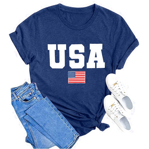 MAIHUN American Flag Shirts for Women 4th of July T-Shirt USA Print Patriotic Shirt Stars and Stripes Tees
