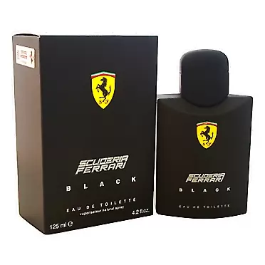 Ferrari Scuderia Ferrari Black | Eau de Toilette Natural Spray | Fragrance for Men | Aromatic Fougere with Citrus, Fruit, Cinnamon, and Vanilla Scent | 125 mL / 4.2 fl oz