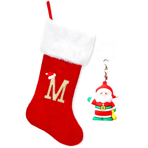 ZGCYSMHT Personalized Initials Christmas Stockings 18 Inches Family Embroidered Initial Christmas Stockings Fireplace Hanging for Holiday Xmas Party Decor（Red M）