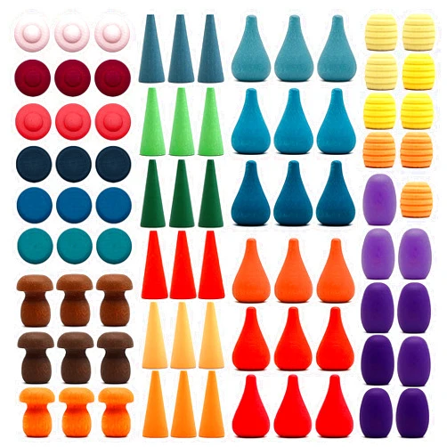 Candywood Large Set Full Rainbow Color Style Wooden Loose Parts Sensory Play Toys, Mandala 7 Shapes, 27 Colors, Stacker Nesting Toys Parts(81 PCS)…