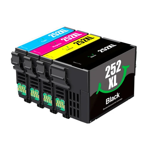 SUYMIS 252 252XL Ink Cartridges Replacement for Epson 252XL 252 XL T252XL T252 Combo Pack to Use for Workforce WF-7110 WF-7720 WF-7710 WF-3620 WF-3640 Printer (1 Black, 1 Cyan, 1 Magenta, 1 Yellow, 4 Pack)