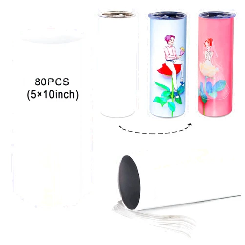 UHUZZ 80 Pcs Shrink Wrap for Sublimation Tumblers,5X10 Inch Sublimation Shrink Wrap Suitable for Making 20 OZ Sublimation Tumblers, Cups, Mugs, in The Oven