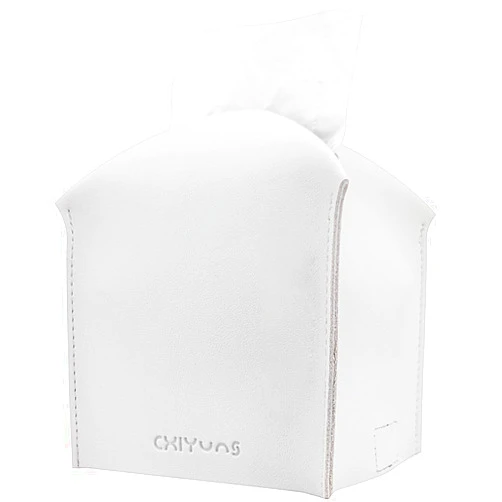 CHIYUNS Leather Tissue Box Cover Square Tissue Box Holders Decorative for Bathroom Vanity Countertop Night Stands Office Desk, 5 x 5 x 5 inch, White