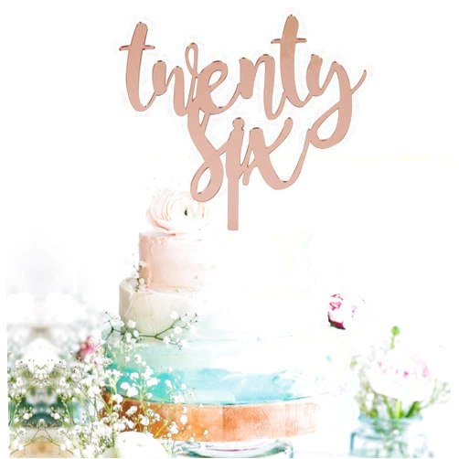 GrantParty Twenty-six Rose Gold Cake Topper |26th Birthday Anniversary Wedding Party Decoration Ideas| Perfect Keepsake (26 Rose Gold)