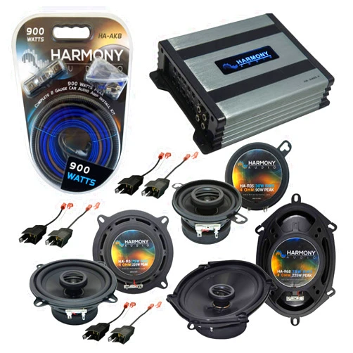 Harmony Audio HA-A400.4 Amp Bundle with Harmony Audio HA-R5, Harmony Audio HA-R35, Harmony Audio HA-R68 Speakers Compatible with Chrysler Laser 84-89 OEM Speaker Replacement