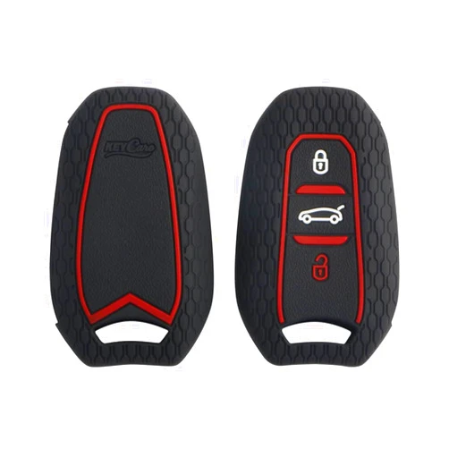 KEYCARE Compatible Silicone Key Cover for Citroen C5 Aircross Models with 3 Button Smart Key (Black)