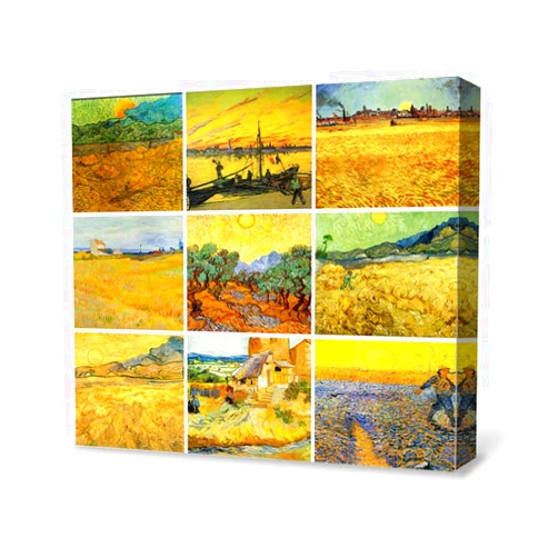 SIGNFORD Canvas Wall Art Abstract Yellow Landscape Canvas Painting Wall Poster Decor for Living Room Wooden Framed Home Decorations - 12x12 inches
