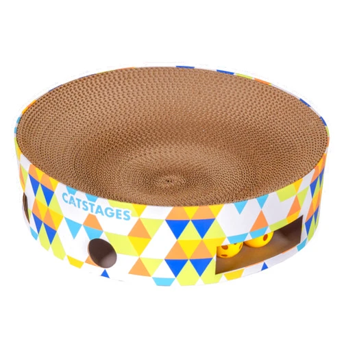 Catstages Bowl Track Scratcher Cat Ball Track Scratcher and Lougner, Multicolored