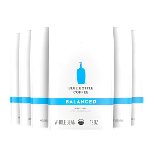 Blue Bottle Coffee Blue Bottle Whole Bean Organic Coffee, Balanced, Medium Roast, 12 Ounce bag (Pack of 6)