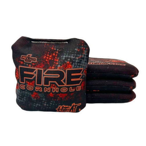FIRE CORNHOLE | Cornhole Bags | ACL Pro Approved | Weather Resistant | Regulation Size and Weight | Heat Series | Set of 4 | Made in The USA