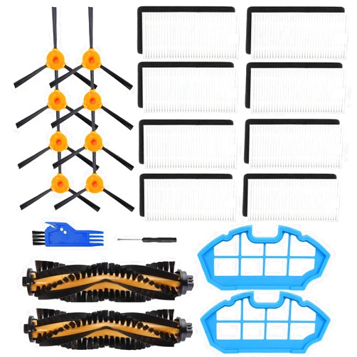 Smilyan Replacement Parts for Ecovacs Deebot N79 N79s DN622 500 N79w Yeedi K600 K700 Robotic Vacuum Cleaner, Accessories Kit Includes 2 Main Brushes 2 Primary Filter 8 HEPA Filters 8 Side Brushes