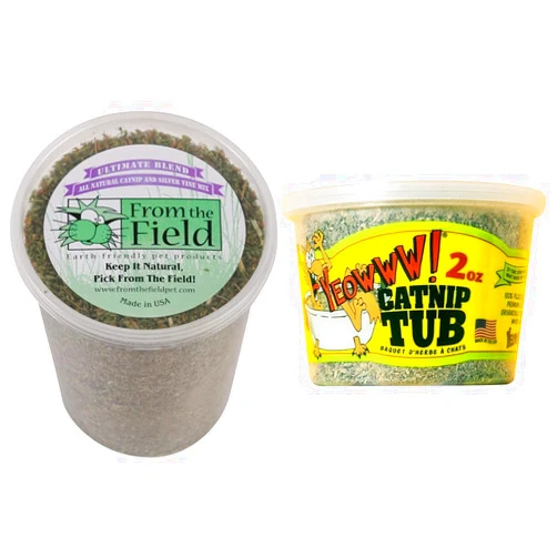 From The Field Ultimate Blend Silver Vine/Catnip Mix Tub 3.5 oz and Yeowww Catnip Tub, 2-Ounce