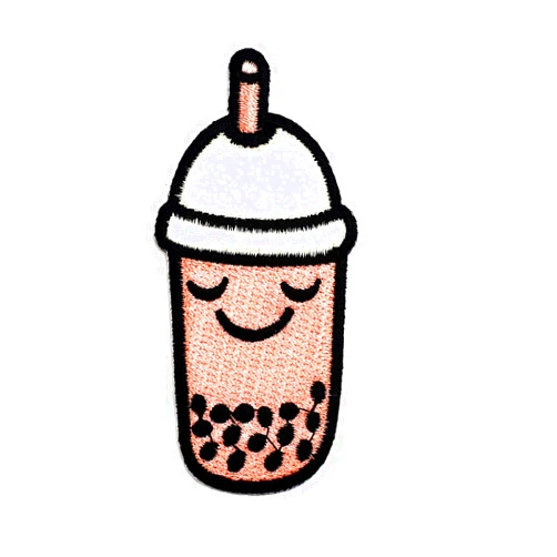 M I GENIUS CARTOON CHILD PATCHES Cute Cup with Bubble Tea Pearl Milk Fresh Drink Cartoon Children Kid Patch Clothes Bag T-Shirt Jeans Biker Badge Applique Iron on/Sew On Patch