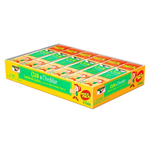 Keebler Sandwich Cracker, Club & Cheddar, 8 Cracker Snack Pack, 12/Box