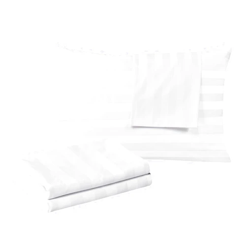 Shunjie.Home 100% Egyptian Cotton Standard Pillow Protectors Set of 4, 400 Thread Count Sateen Weave White Cooling Pillowcase, Easy Care Zippered Style Pillow Covers (4 Pack, Stripe-White, Standard)