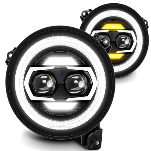 ONLINE LED STORE TRUE MODS 9” Inch Round LED Headlights Replacement for Jeep Wrangler JL JLU Unlimited Gladiator JT 2018-2024 Accessories [DOT Approved] [DUAL HALO DRL] [Plug n Play]