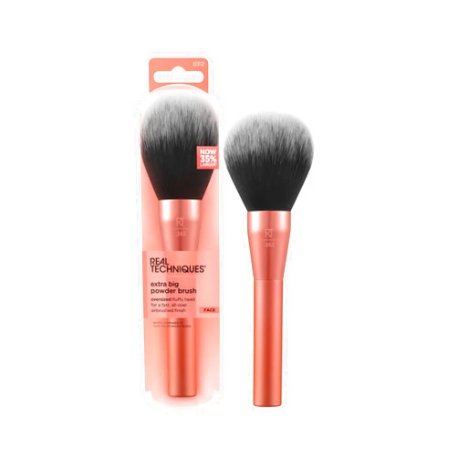 Real Techniques Extra Big Powder Brush, Large Makeup Brush For Powder, Fluffy Head For All-Over Setting, XL Oversized Brush For Quick Application, Cruelty-Free, Synthetic Bristles, 1 Count