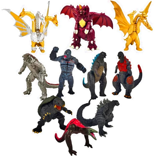 ViliV Set of 10 The King of Monsters Figures - 10 Movable Joint Dragons Action Figures - Mini Dinosaur Playsets - Kids Birthday Gifts - Cake Toppers Pack - 10 Kaiju Toys for Party Supplies