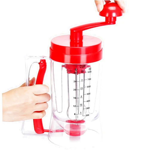 Luismia Precision Pancake Batter Dispenser with Mixer ABS Food-Grade Waffle Batter Dispenser Kid Friendly & Mess Free Cupcake Batter Dispenser with Squeeze Handle (Red)
