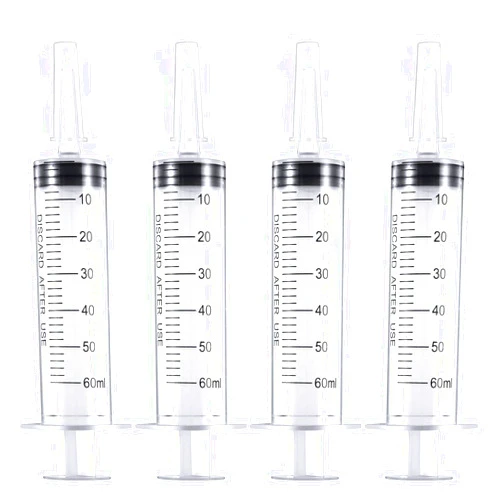 PENACUL 4 Pack 60 ml Syringe for Liquid without Needle,Syringe with Cap,Individually Wrapped,for Scientific Labs,Measurement,Dispensing,Oil or Glue Applicato