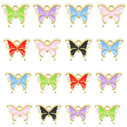 YionZian 30 Pieces Crystal Rhinestone Connector Butterfly Charm Alloy Enamel Evil Eye Charm Pendant for DIY Earrings Necklace Bracelet Jewelry Making Supplies