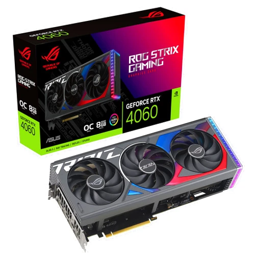 ASUS ROG Strix GeForce RTX™ 4060 OC Edition Gaming Graphics Card (PCIe 4.0, 8GB GDDR6, DLSS 3, HDMI 2.1a, DisplayPort 1.4a, Axial-tech Fan Design, Aura Sync, 0dB Technology)