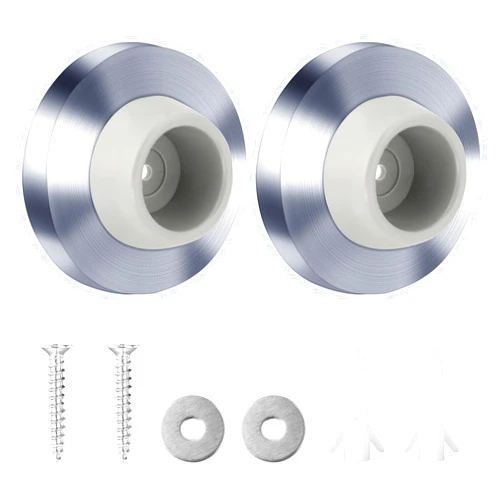 ZEYIYER 2 PCS Concave Wall Door Stopper Stainless Steel Wall Protector Door Stops from Door Knobs & Door Handle, Silver Wall Mount Flush Bumper