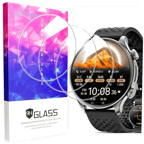 Lamshaw Compatible for Joautrial GPS Smart Watches Screen Protector, [3 Pack] 9H Tempered Glass Screen Protector Film Compatible for Joautrial KW330A 1.6 Inches GPS Smart Watches (3 Pack)
