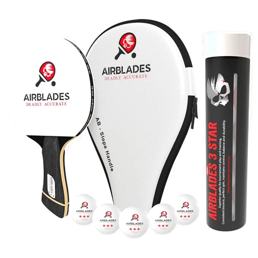 AirBlades Professional Ping Pong Paddle with Hard Carry Case + 3 Star Ping Pong Balls | Table Tennis Paddle with Ergonomic Handle | 5 Blades of Wood with Premium Rubber and Sponge by AirBlades