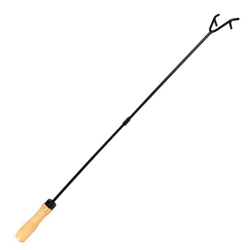 Sunnydaze 32-Inch Steel Fire Pit Poker with Wood Handle - for Indoor and Outdoor Use