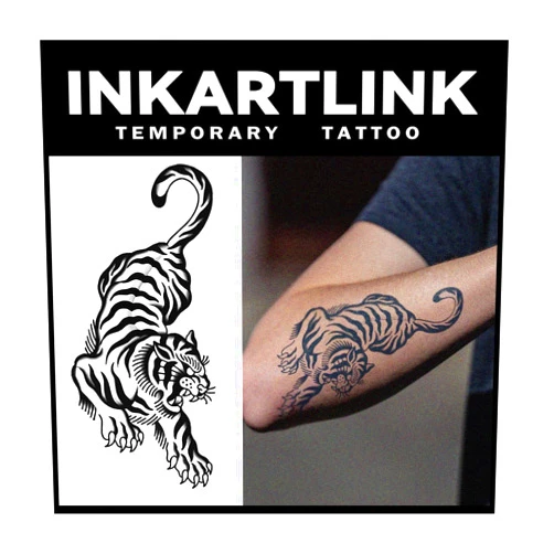 INKARTLINK Tattoo Tech, 2 Sheets Medium Semi Permanent Tattoo, Adult Art Design Temporary Tattoos, Lasts 1-2 Weeks, Waterproof, Realistic Look, No Adhesive, No Reflection (Tiger Design)