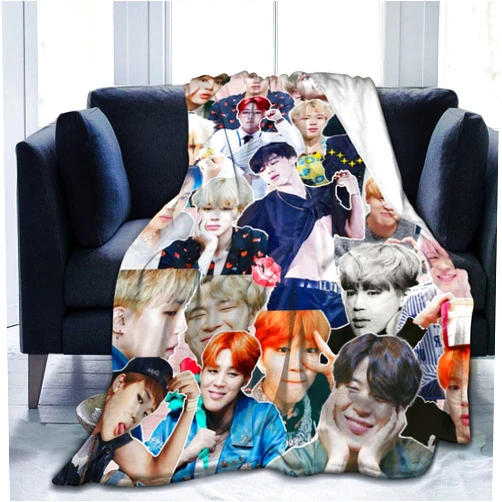 Vixenique Blanket Jimin Soft and Comfortable Wool Fleece Throw Blankets for Sofa Office car Camping Yoga Travel Home Decoration Cozy Plush Beach Blanket Gift