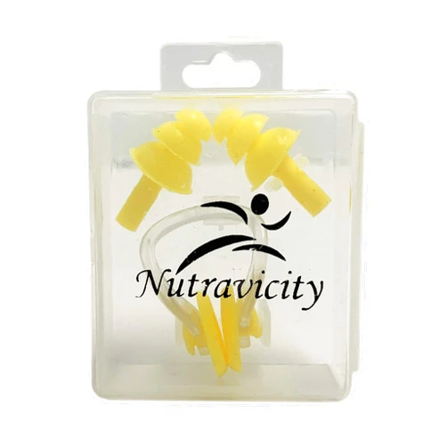 Nutravicity Silicone Swimming Ear Plugs and Nose Clip Set (Yellow)